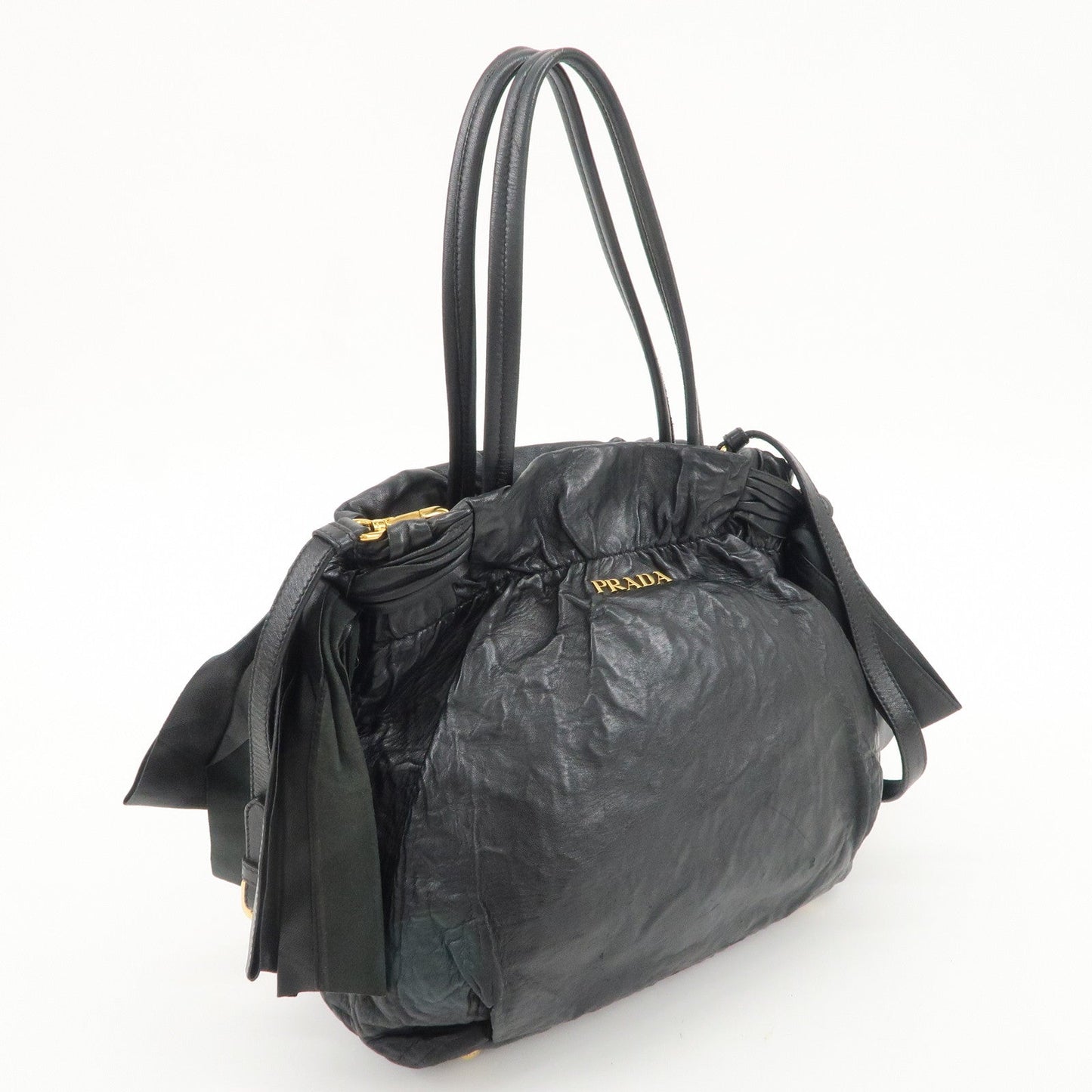 PRADA Leather Ribbon 2Way Bag Hand Bag Shoulder Bag BN1760  d