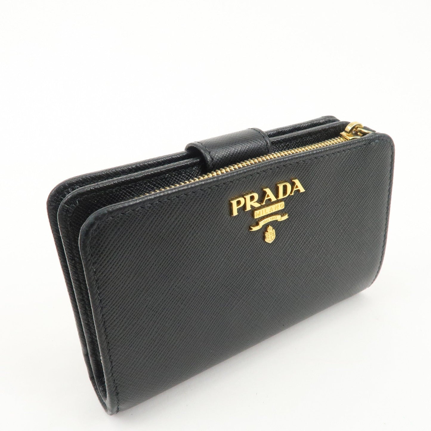 PRADA Saffiano Leather Bi-Fold Wallet Purse Black 1ML225  d