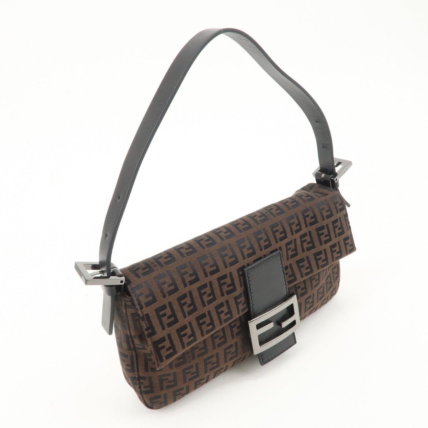 FENDI Mamma Baguette Zucchino Leather Shoulder Bag Brown 8BR000  d