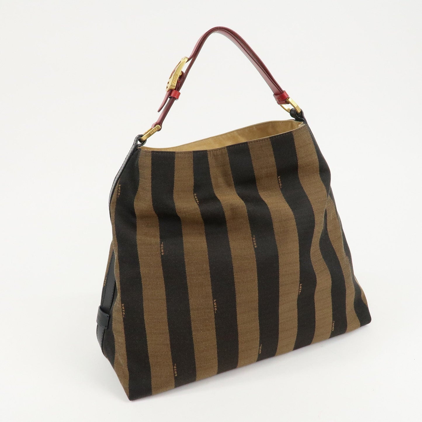 FENDI Pequin Canvas Leather Shoulder Bag Beige Black Brown 8BR653  d