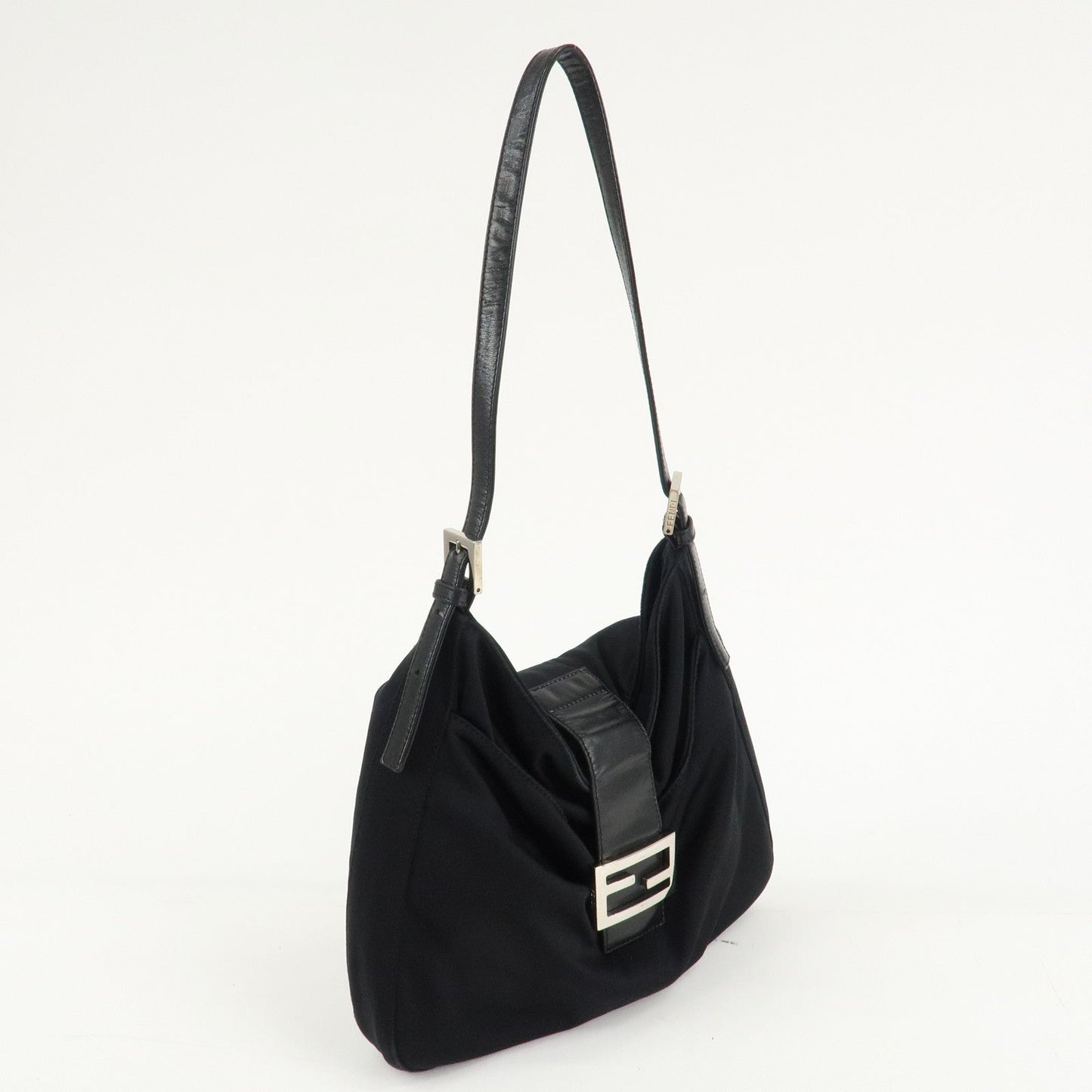 FENDI Polyester Leather Shoulder Bag Black 26727  d