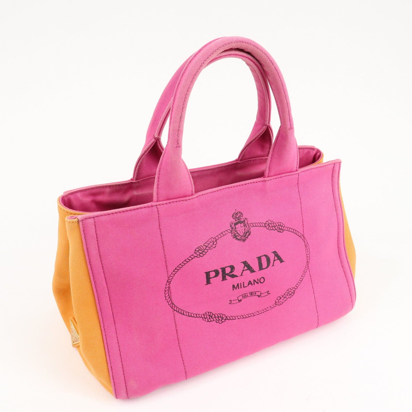 PRADA Canapa Canvas Tote Bag Limited Edition Pink Orange B1877I  d