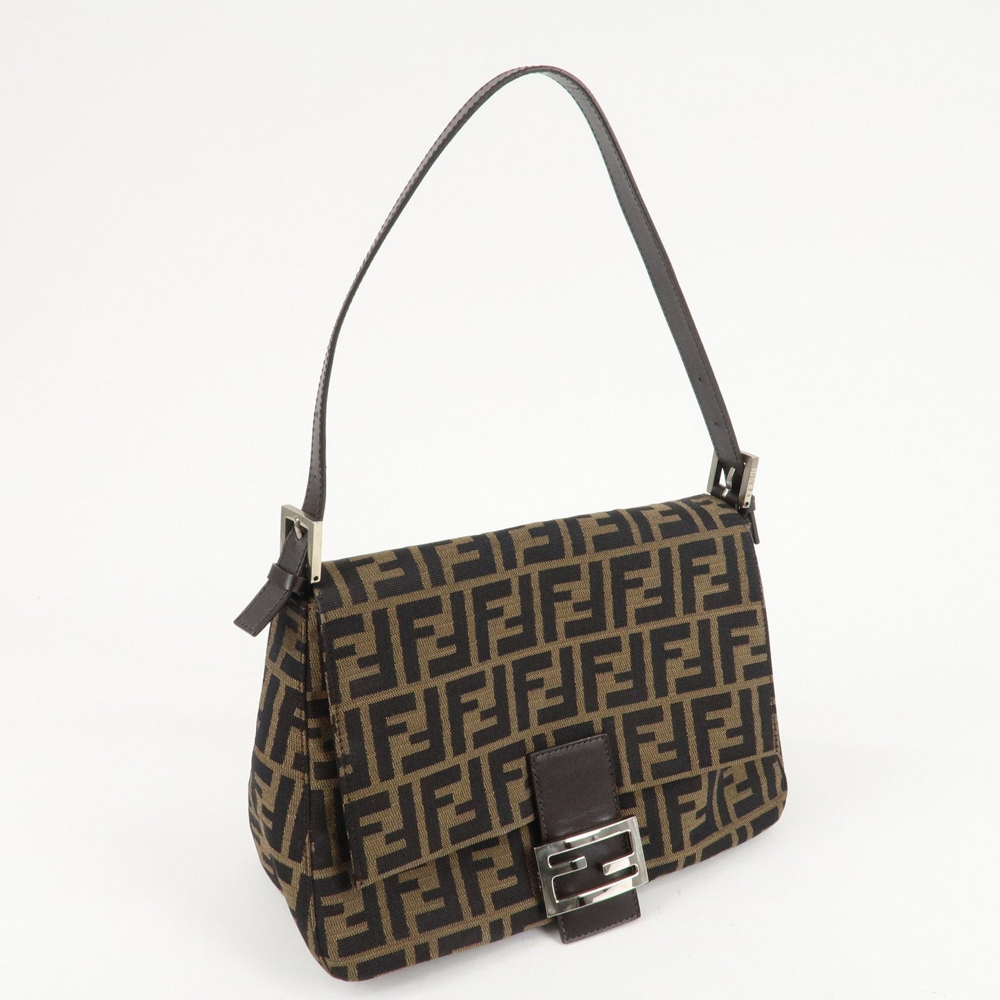 FENDI Mamma Baguette Zucca Canvas Leather Shoulder Bag 26325  d