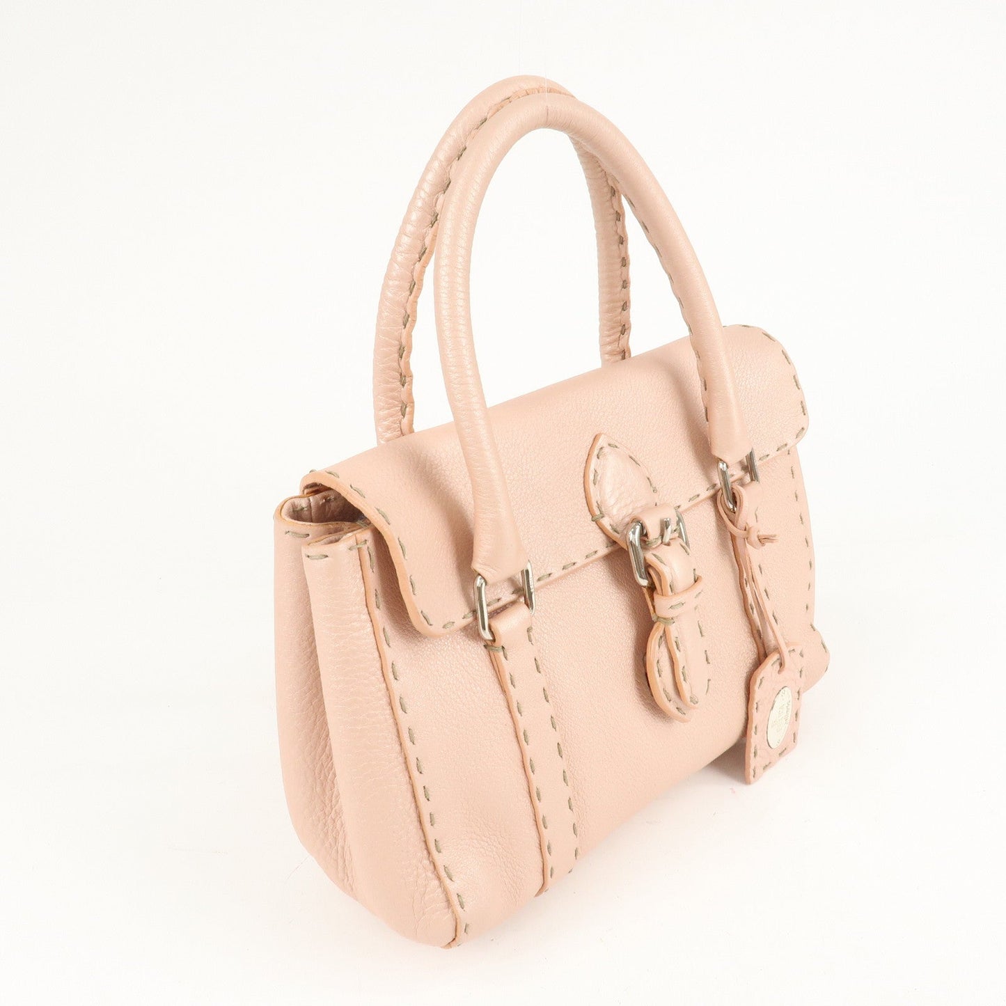 FENDI Selleria Leather Mini Linda Hand Bag Pink 8BR486  d