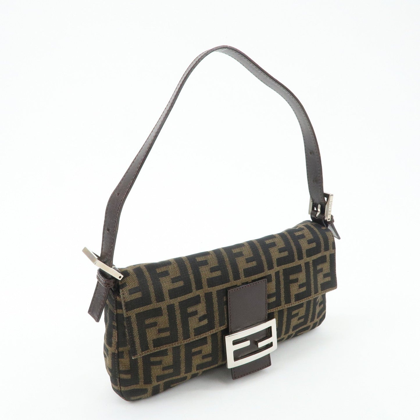 FENDI Mamma Baguette Zucca Canvas Leather Shoulder Bag 26424  d
