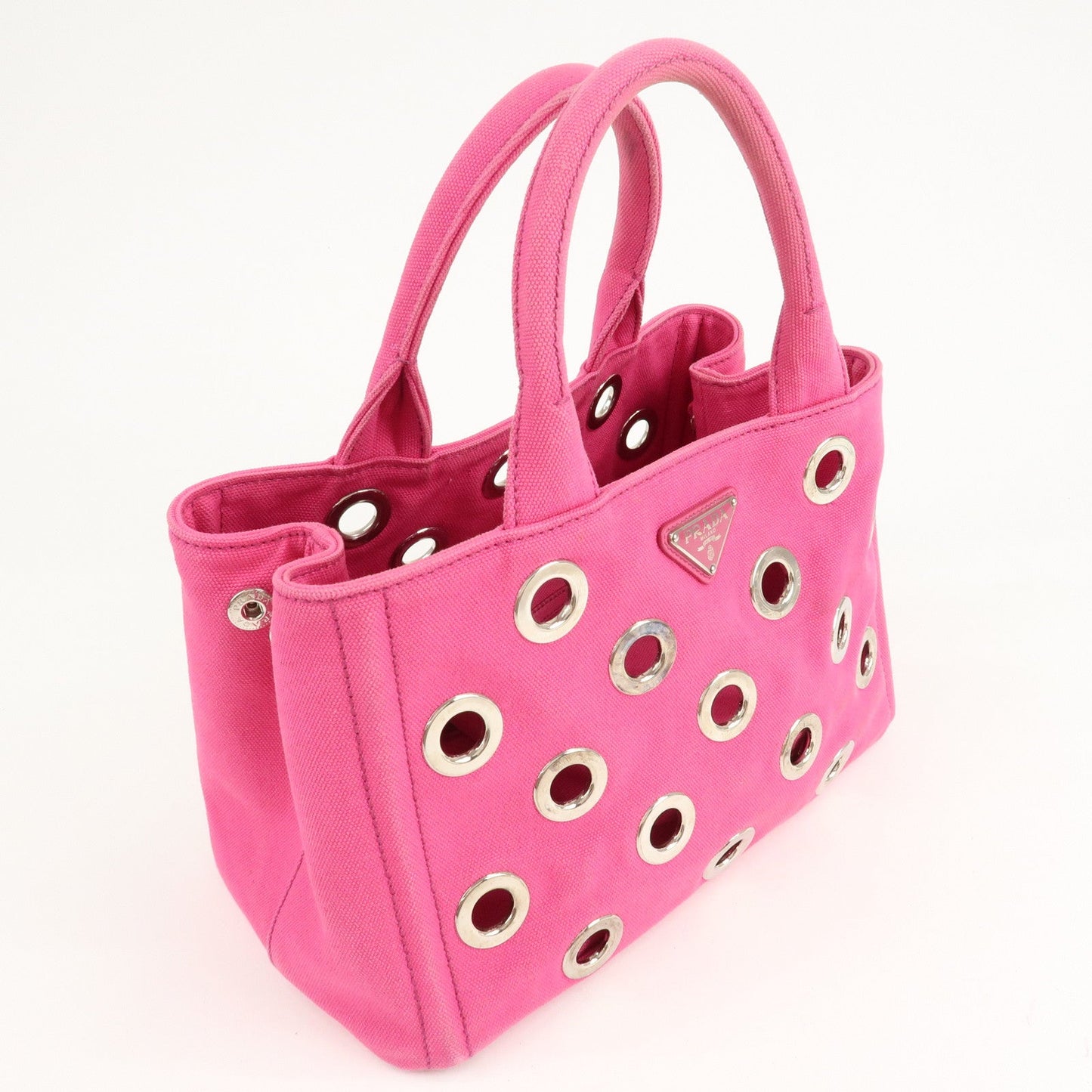 PRADA Canapa Mini Canvas 2Way Bag Hand Bag Pink 1BG439  d