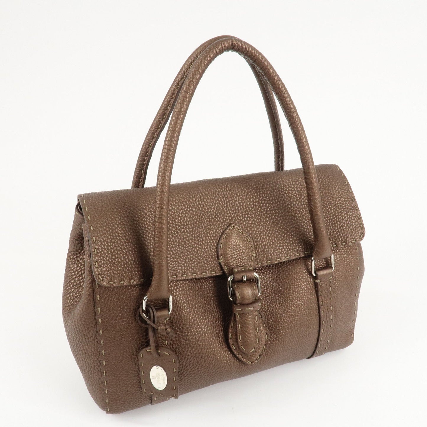 FENDI Selleria Leather Linda Hand Bag Brown 8BR547  d