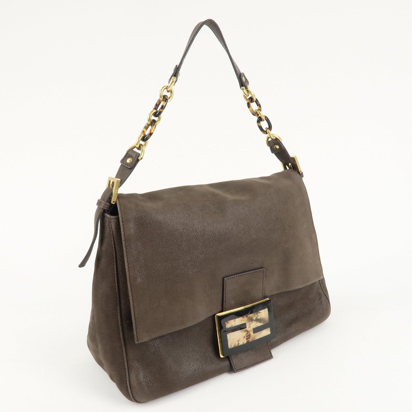 FENDI Big Mamma Baguette Leather Chain Shoulder Bag 8BR638  d