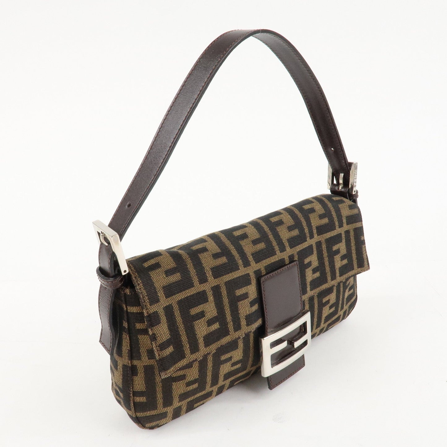 FENDI Mamma Baguette Zucca Canvas Shoulder Bag Brown 26424  d