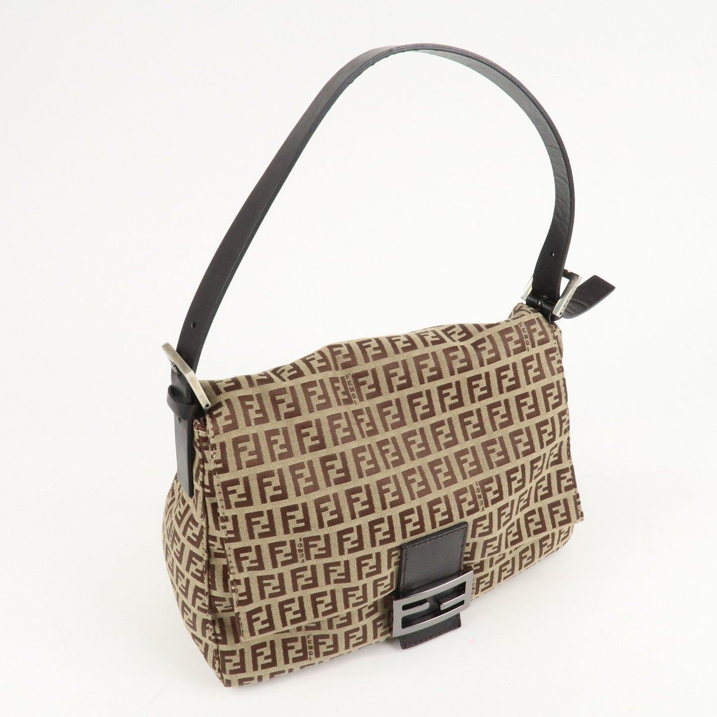 FENDI Zucchino Canvas Leather Mamma Bucket Shoulder Bag 8BR001  d