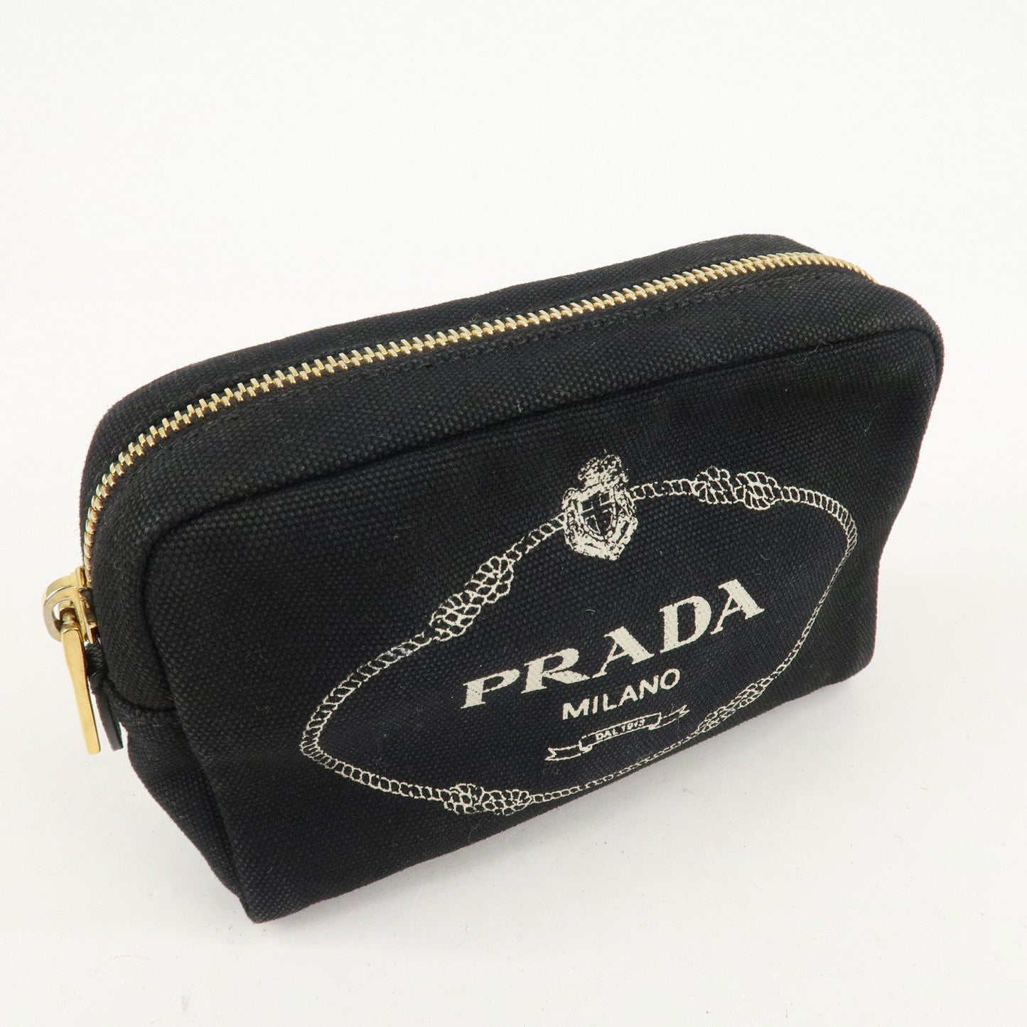 PRADA Canvas Pouch Cosmetic Pouch Black  d
