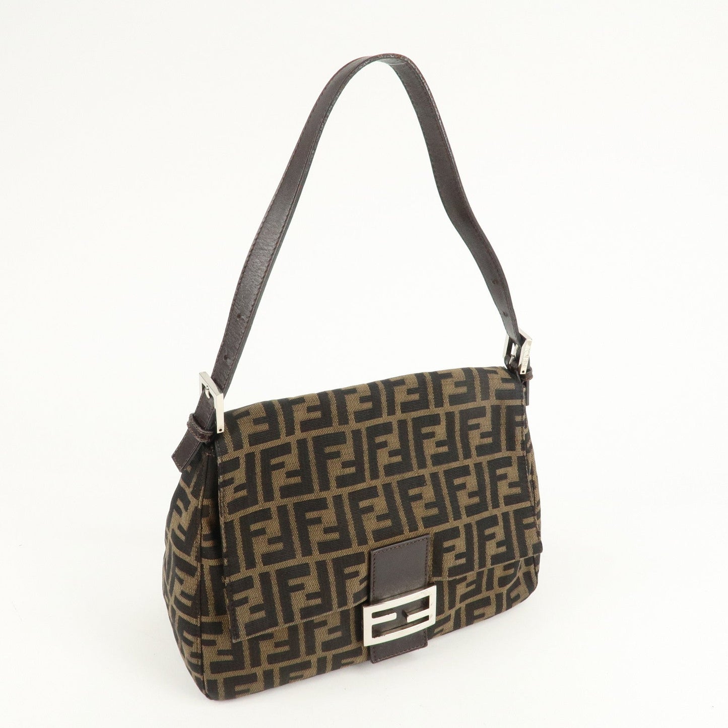 FENDI Mamma Baguette Zucca Canvas Leather Shoulder Bag 26325  d