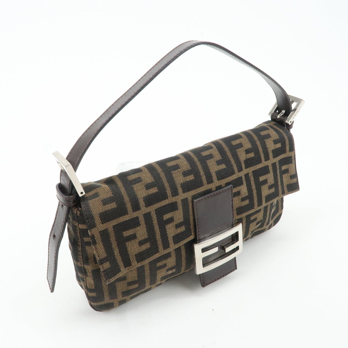 FENDI Mamma Baguette Zucca Canvas Leather Shoulder Bag 26424  d