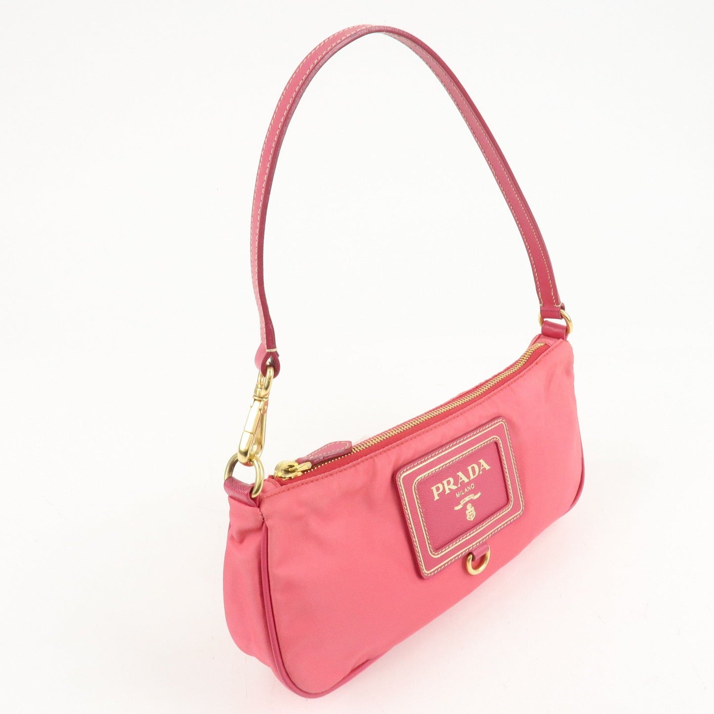 PRADA Nylon Saffiano Leather Shoulder Bag Hand Bag Pink  d