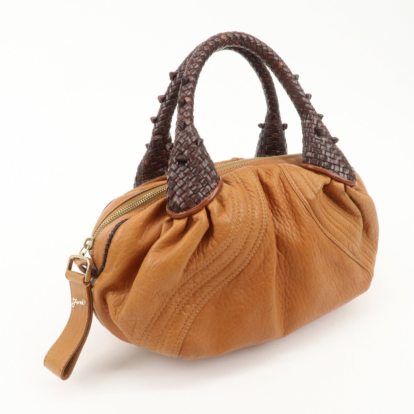FENDI Leather Mini Spy Bag Hand Bag Brown Dark Brown 8BL078  d