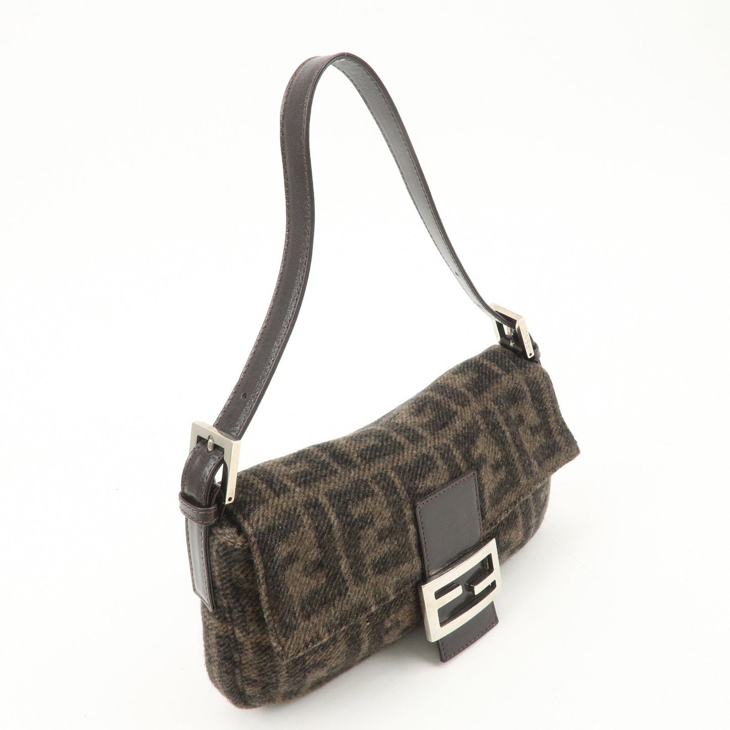 FENDI Mamma Buguette Zucca Wool Leather Shoulder Bag 26424  d