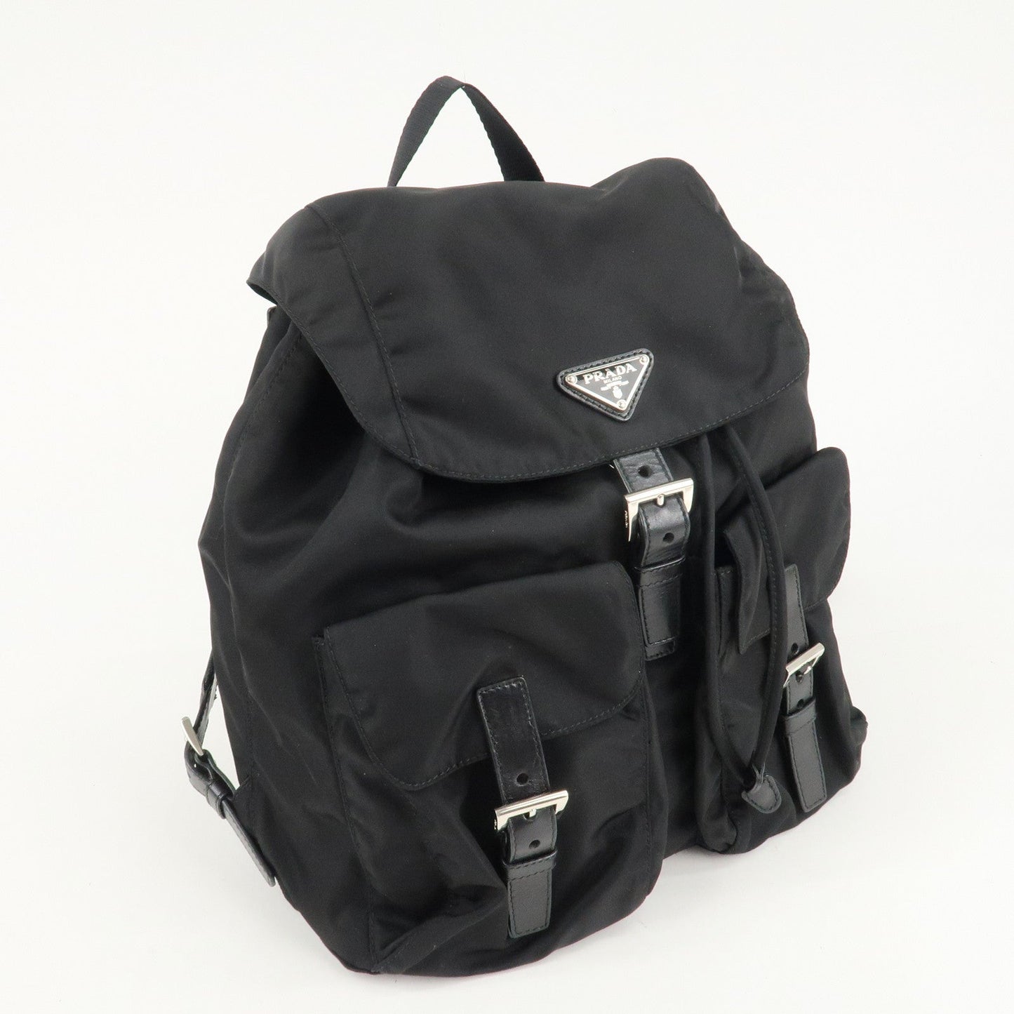 PRADA Logo Nylon Leather Back Pack Ruck Sack NERO Black BZ2811  d