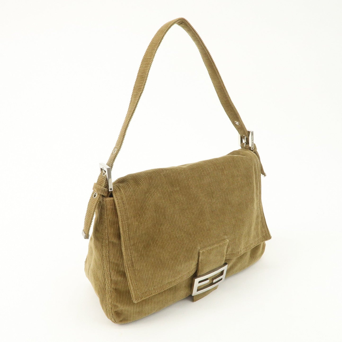 FENDI Mamma Baguette Corduroy Shoulder Bag Khaki 26325  d