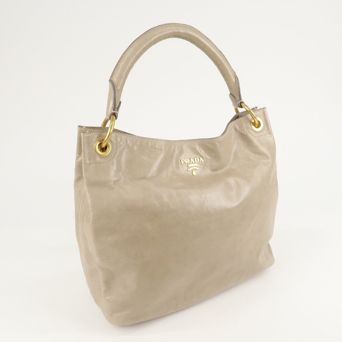 PRADA Leatehr Shoulder Bag Hand Bag Beige  d