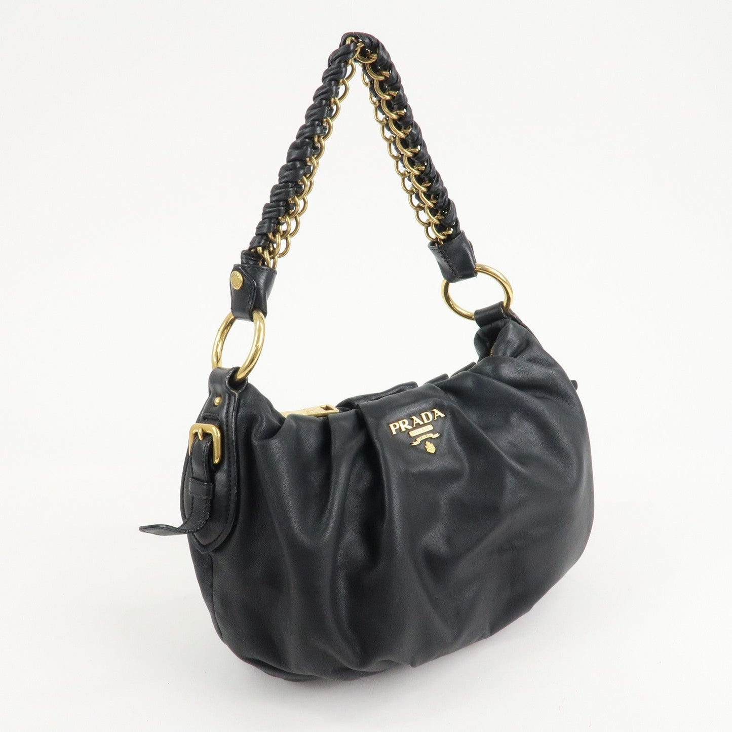 PRADA Leather 2Way Hand Bag Shoulder Bag Black BN2324  d
