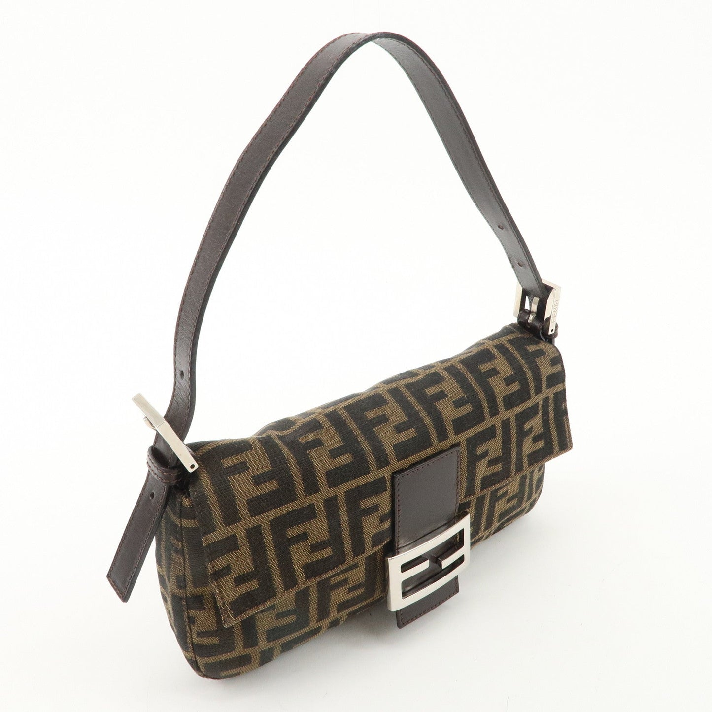 FENDI Mamma Baguette Canvas Shoulder Bag Hand Bag Brown 26424  d