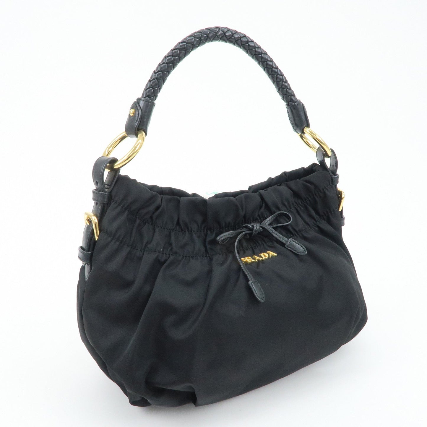 PRADA Nylon Leather Shoulder Bag Black  d