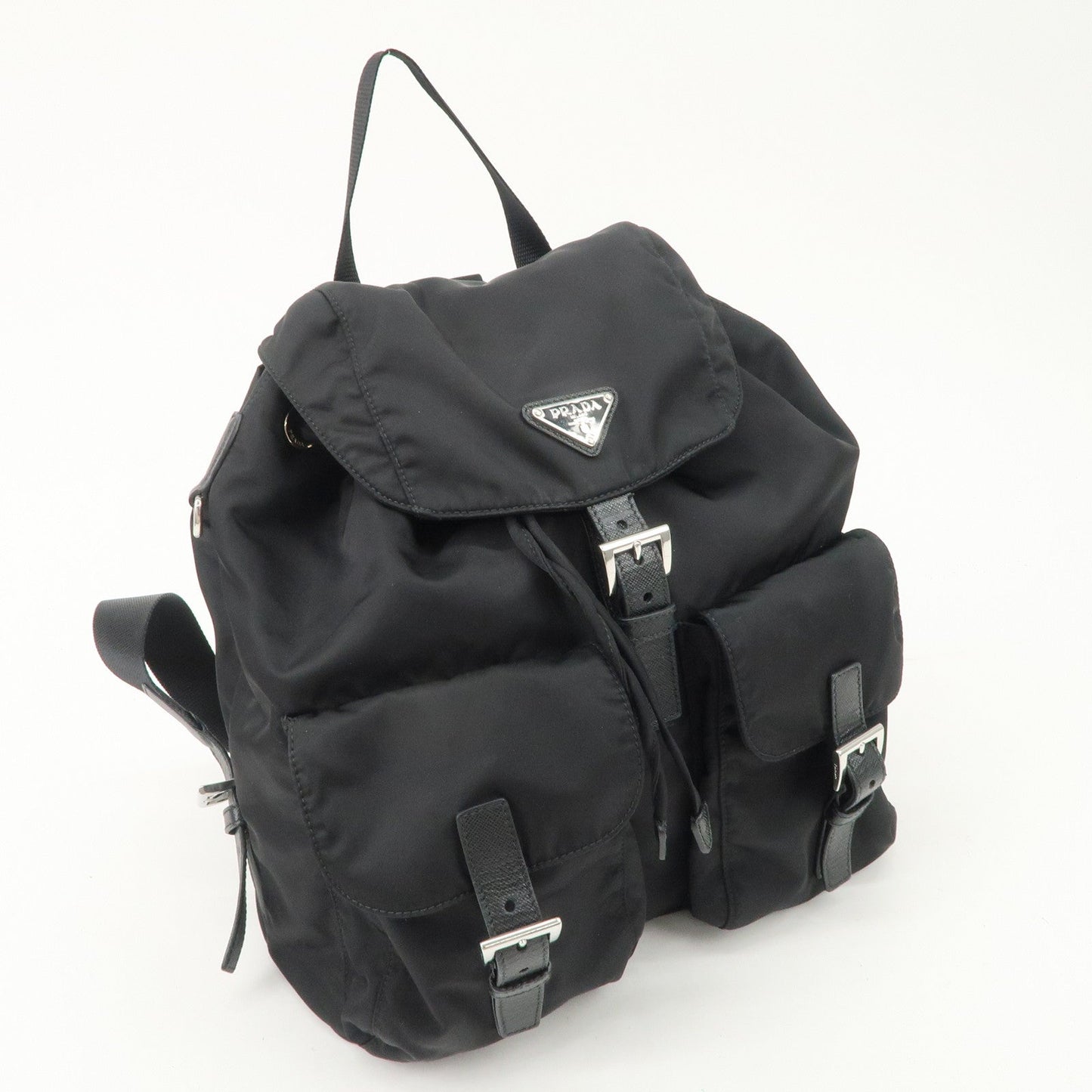 PRADA Re-Nylon Triangle Logo Nylon Leather Back Pack NERO 1BZ811  d