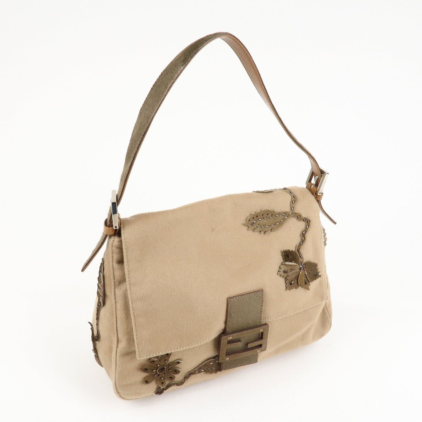 FENDI Mamma Baguette Wool Unborn Calf Shoulder Bag 26325  d