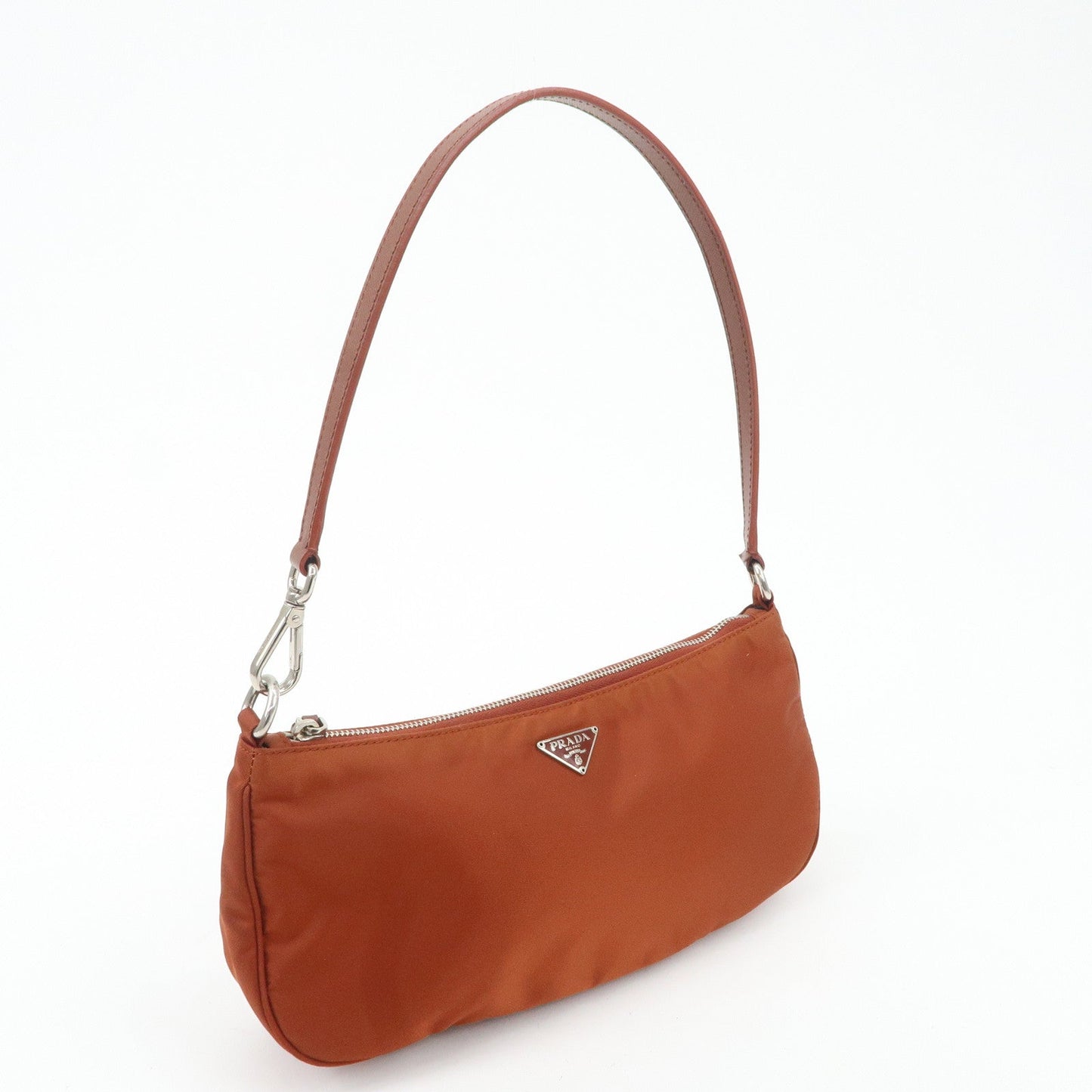 PRADA Logo Nylon Leather Shoulder Bag Hand Bag Pouch Brown  d