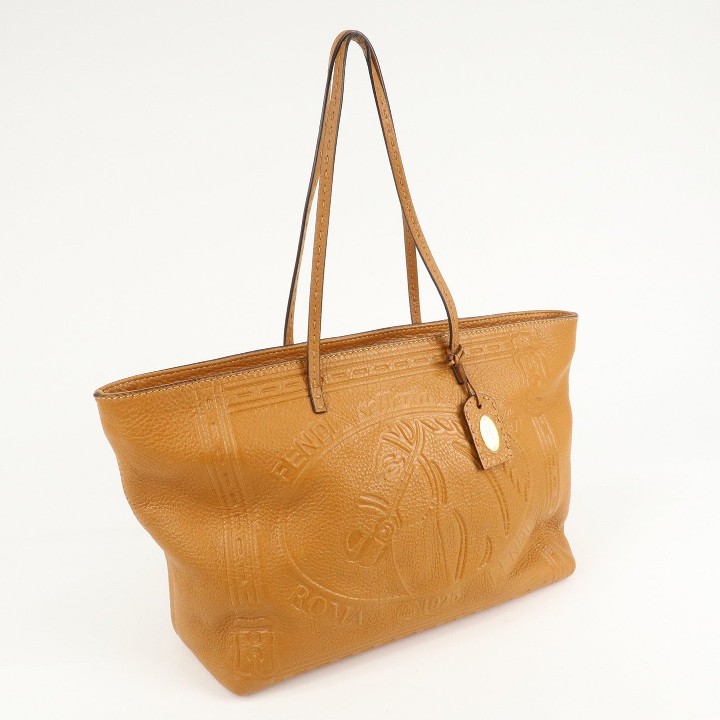 FENDI Selleria Leather Tote Bag Shoulder Bag Brown 8BH185  d
