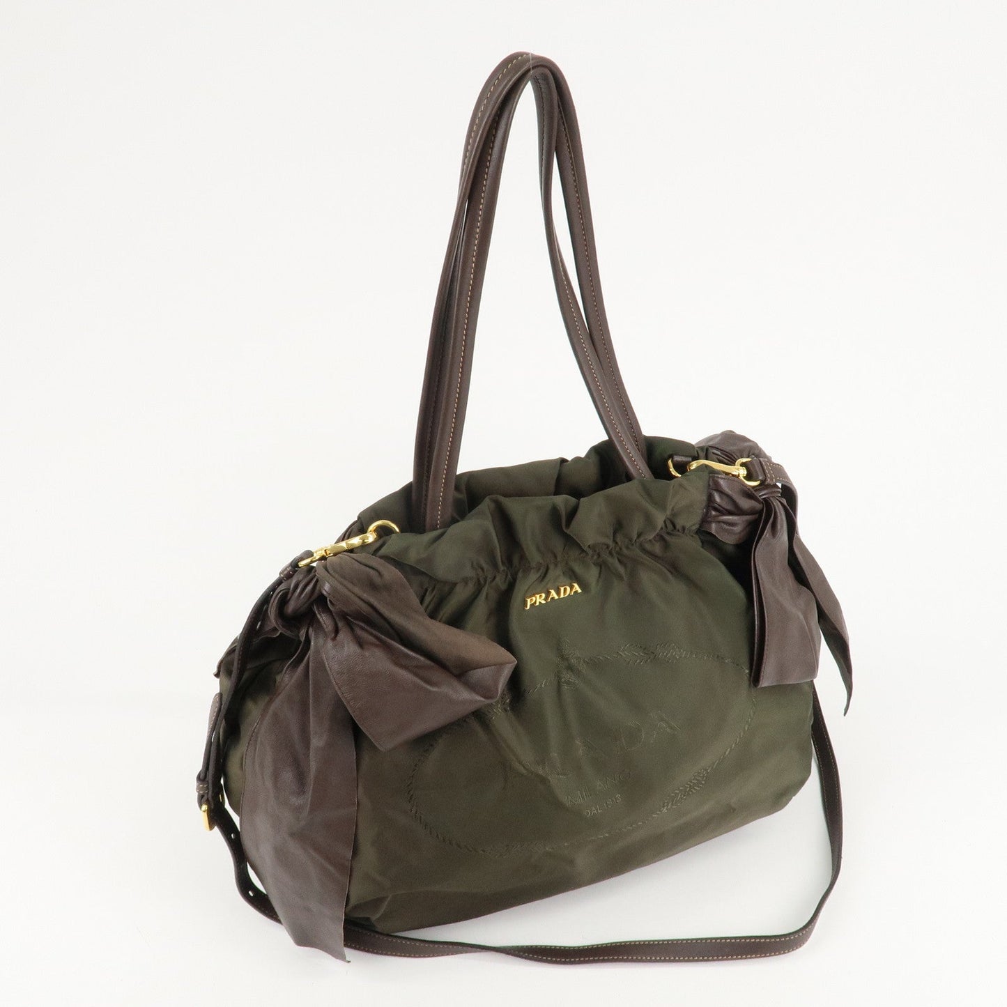PRADA Leather Ribbon 2Way Bag Hand Bag Shoulder Bag BN1760  d