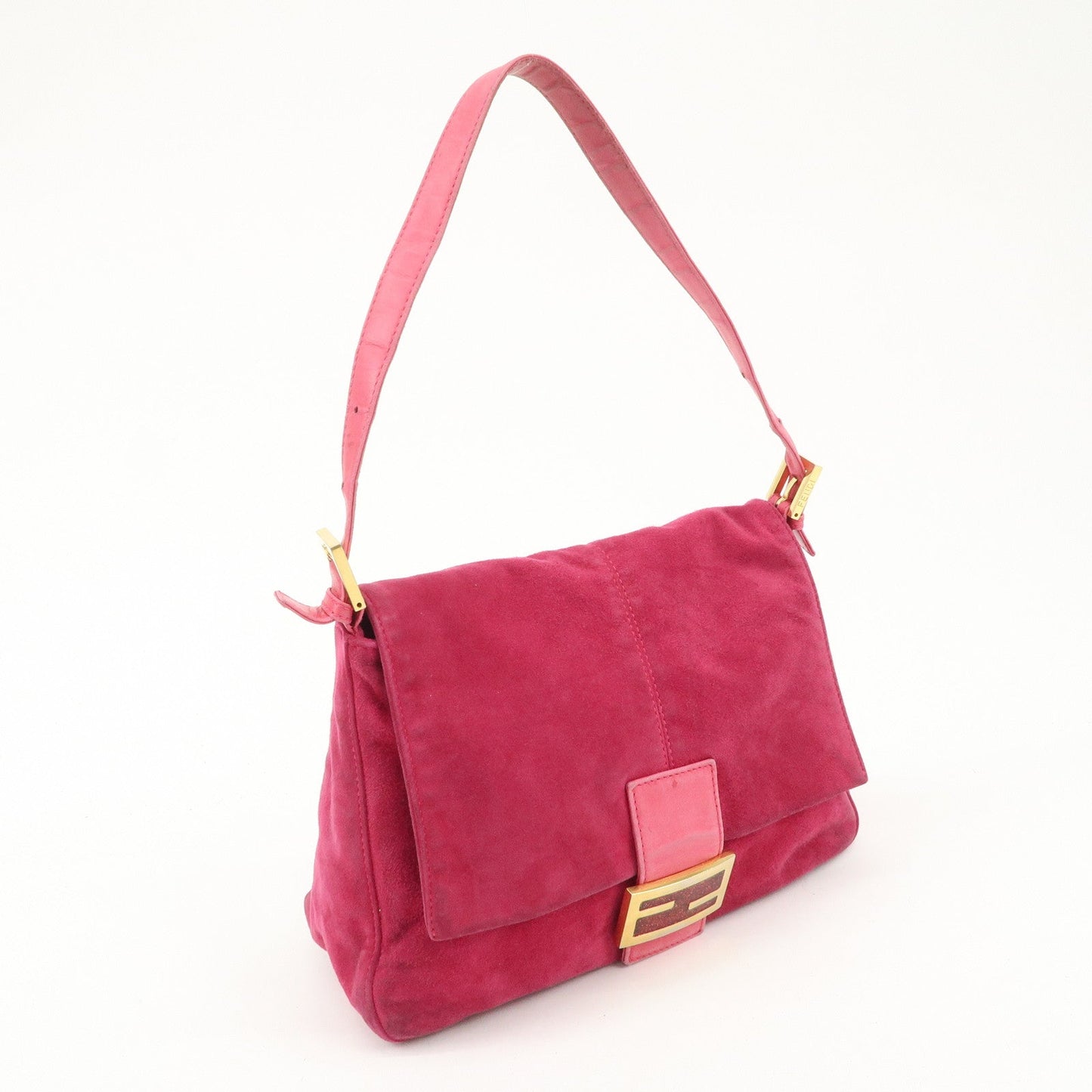 FENDI Mamma Baguette Suede Leather Shoulder Bag 26325  d