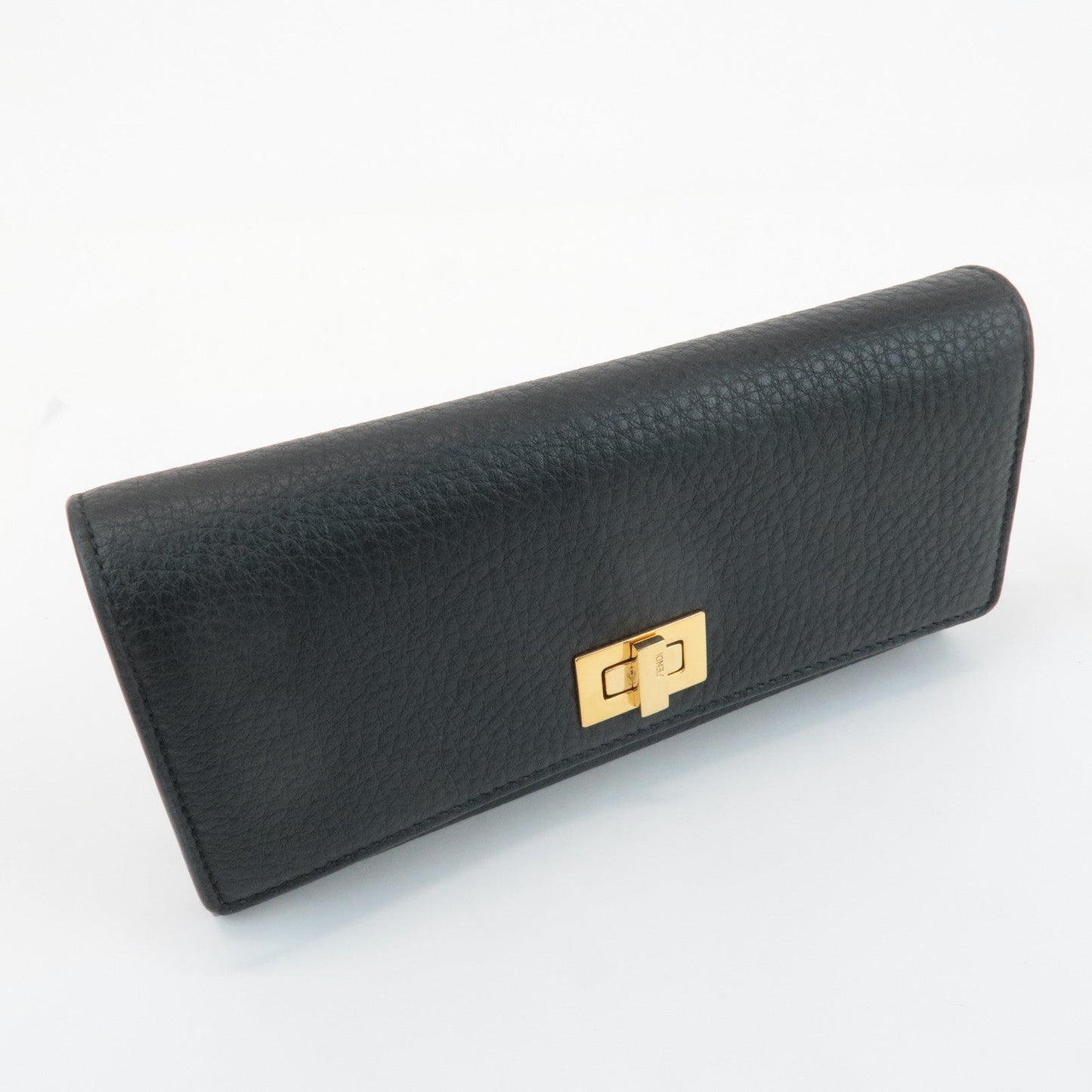 FENDI Leather Peekaboo Bi-fold Long Wallet Black 8M0427  d