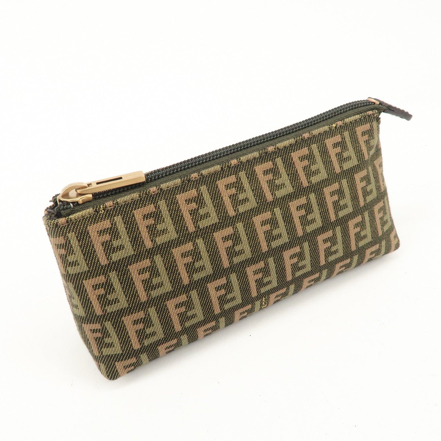 FENDI Zucca Canvas Leather Pouch Mini Bag Khaki Brown 7N0037  d