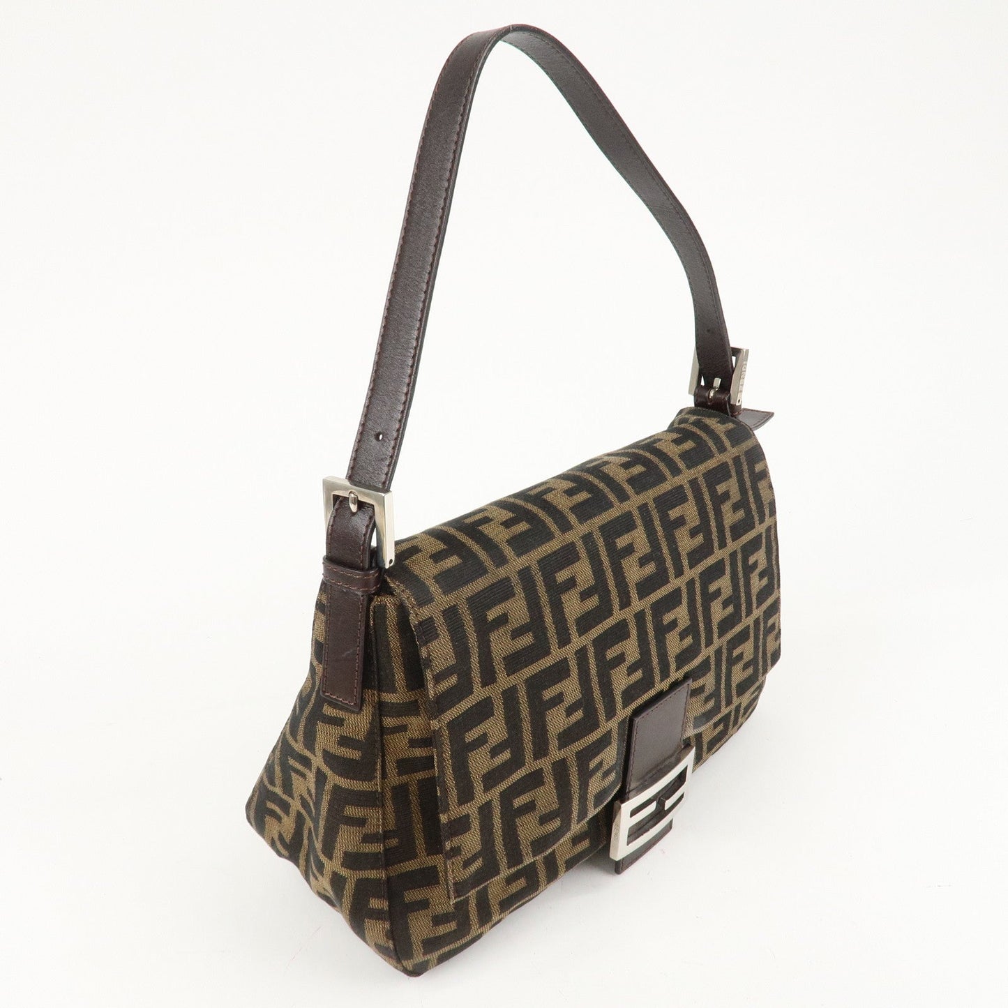 FENDI Mamma Baguette Zucca Canvas Leather Shoulder Bag 26325  d