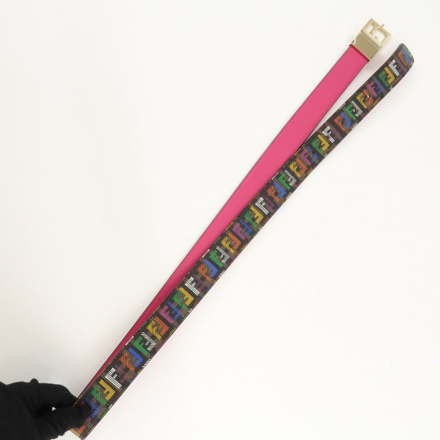 FENDI Zucchino PVC FF Logo Belt Multi Color  d