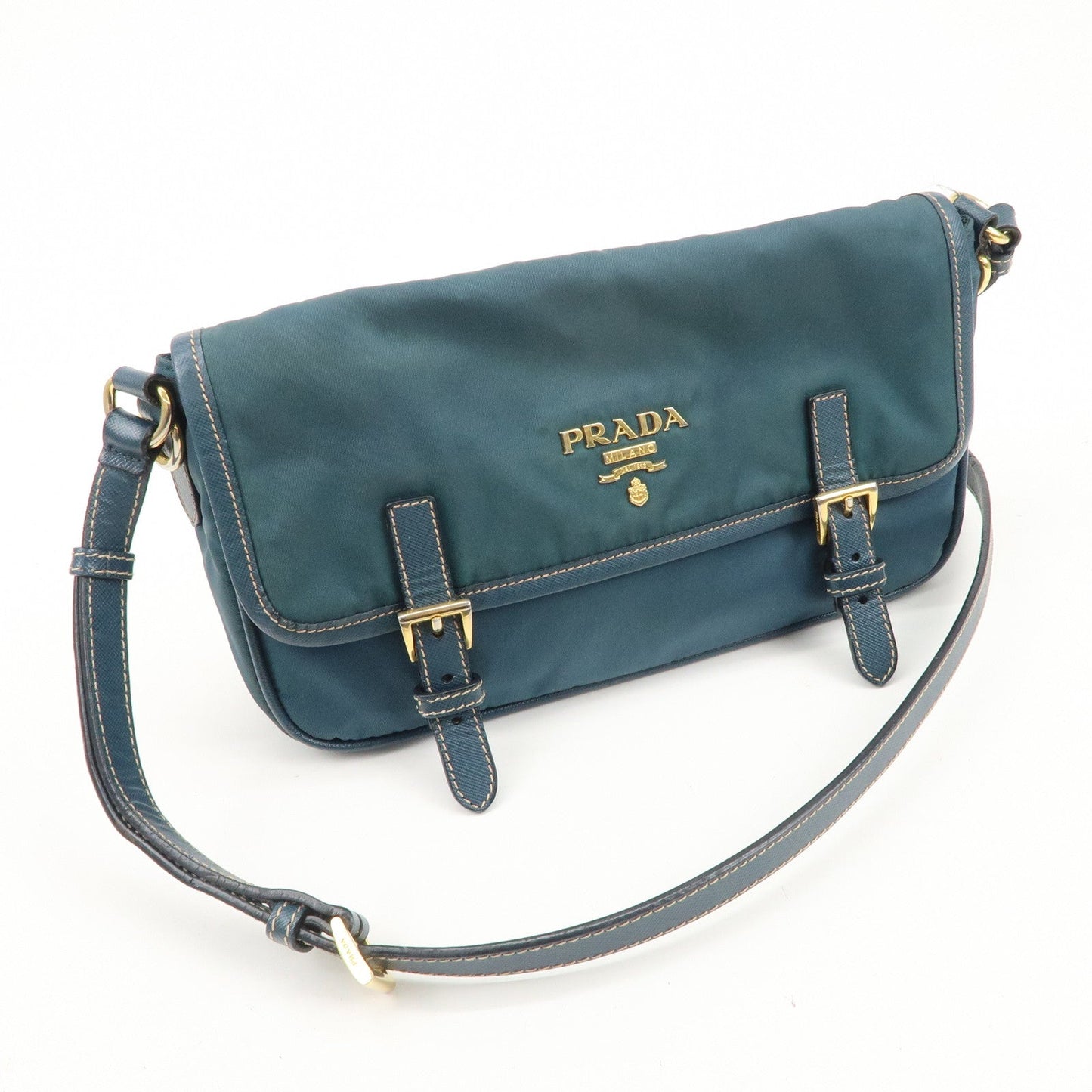 PRADA Nylon Leather Shoulder Bag Crossbody Bag Green BT0772  d