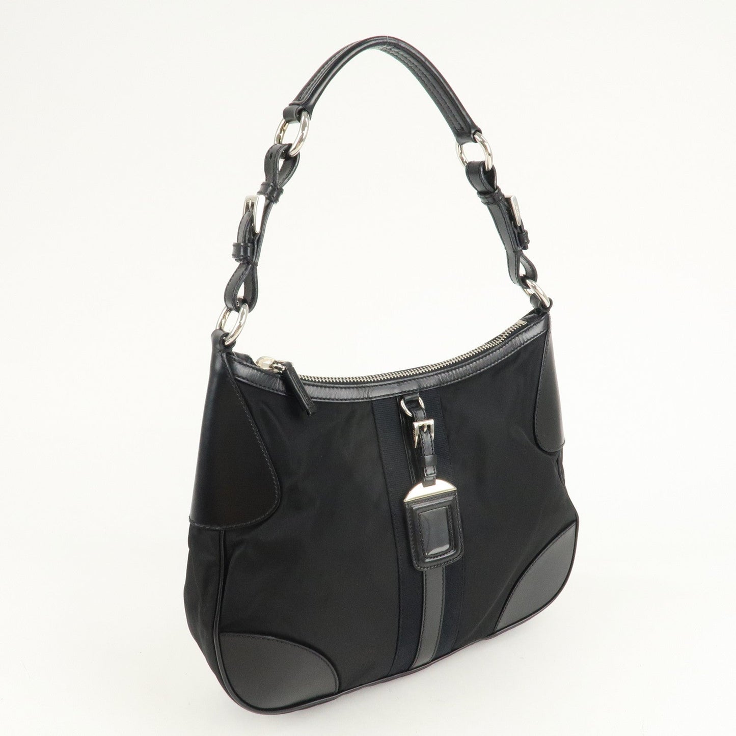 PRADA Nylon Leather Shoulder Bag Black BR2604  d