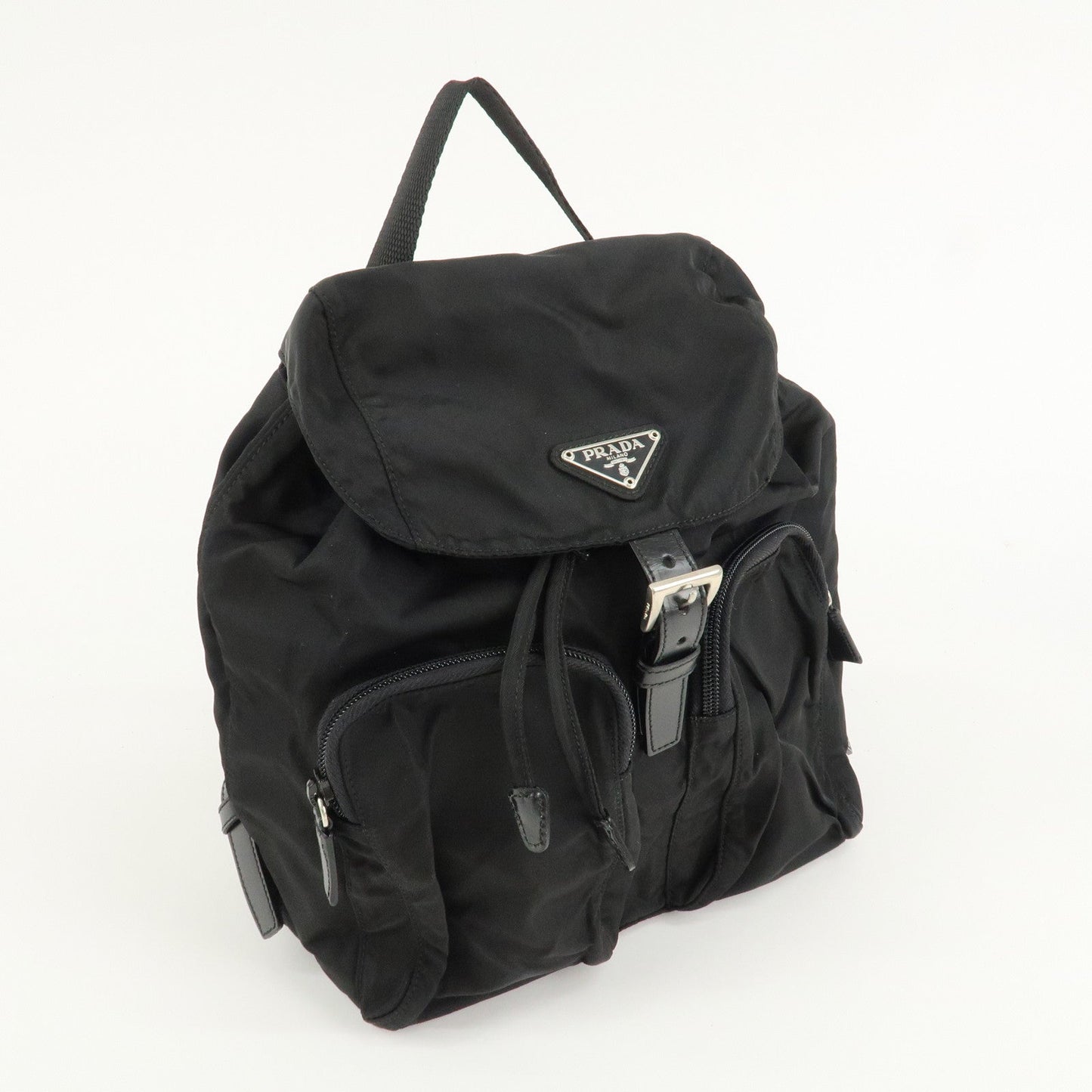 PRADA Triangle Logo Nylon Leather Back Pack Black B5885  d