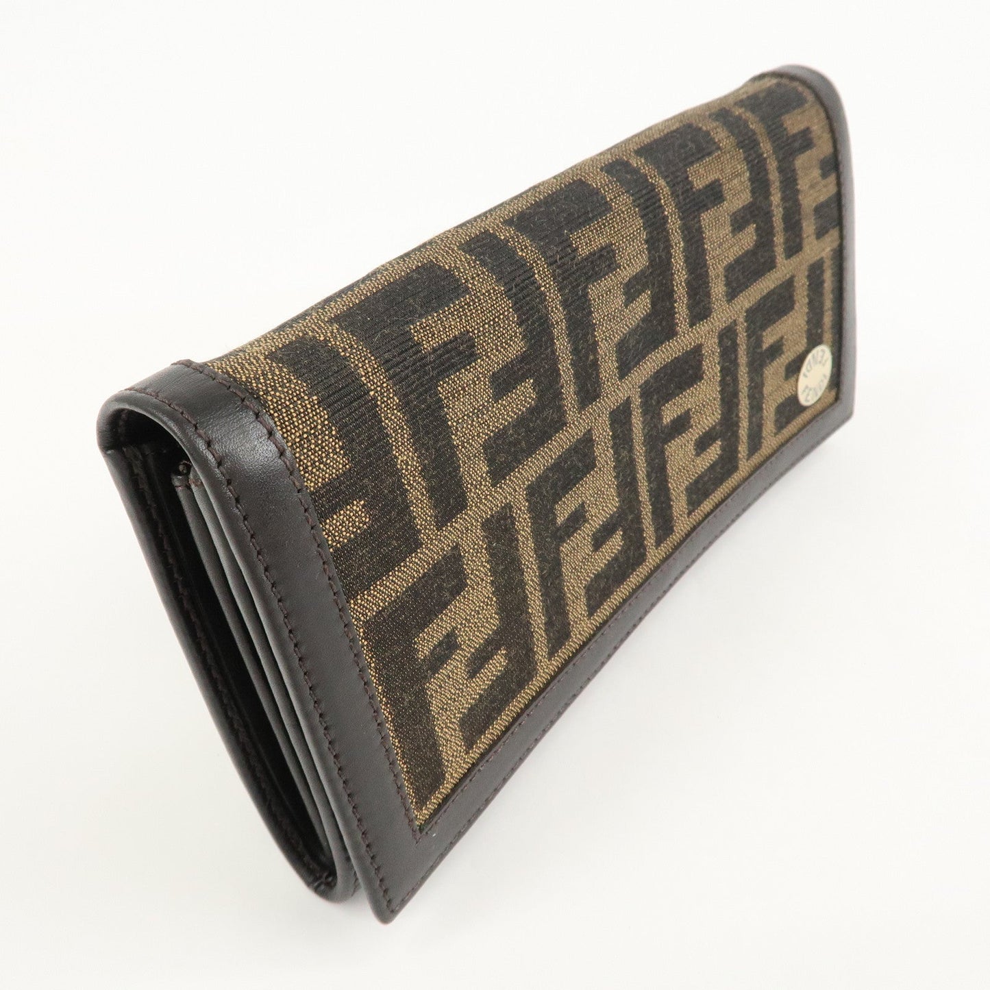 FENDI Zucca Canvas Leather Long Wallet Brown 8M0000  d