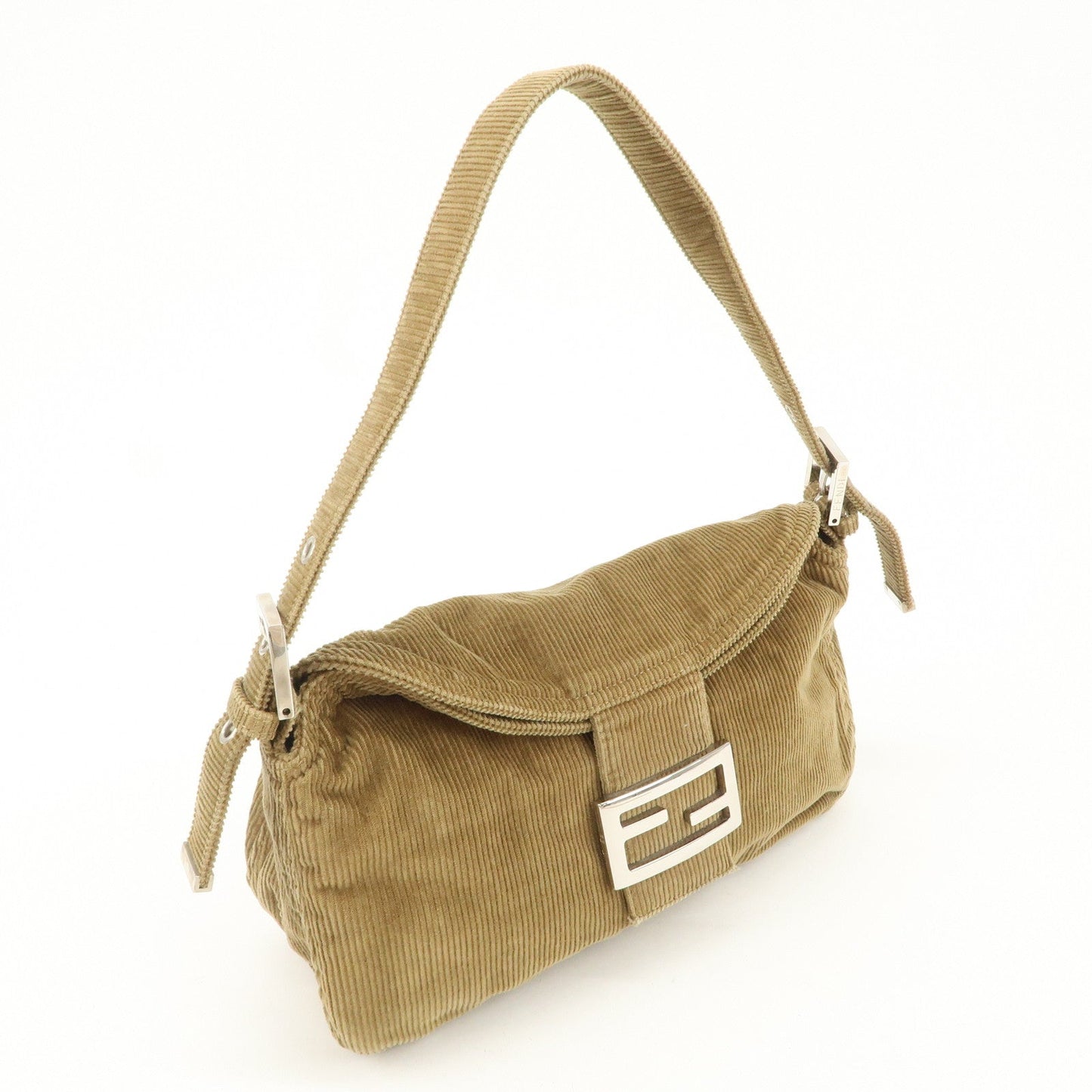 FENDI Mamma Baguette Corduroy Shoulder Bag Khaki 26725  d