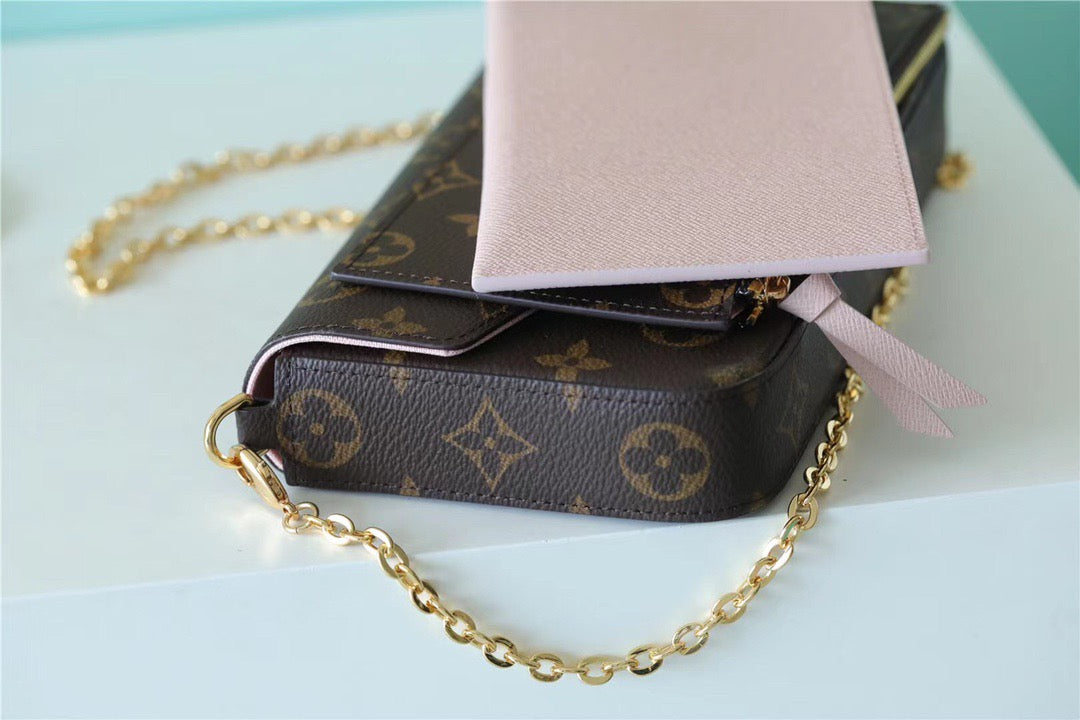 Top Quality Pochette Felicie Monogram Canvas Fuchsia Pink For Women,  Shoulder And Crossbody Bags 21cm/8.3in Top Quality M61276