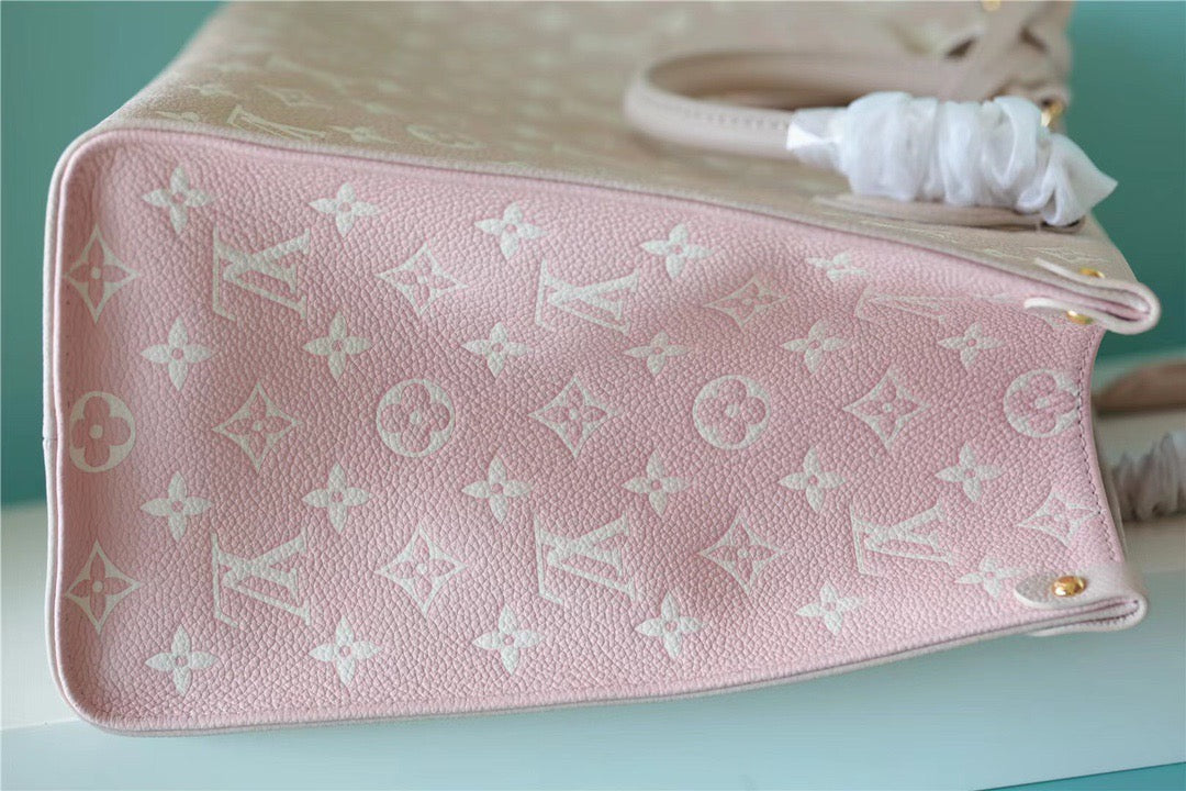 Top Quality Onthego MM Monogram Empreinte Beige/ Pink/ Yellow For Women,  Shoulder And Crossbody Bags 35cm/13.8in Top Quality M46128