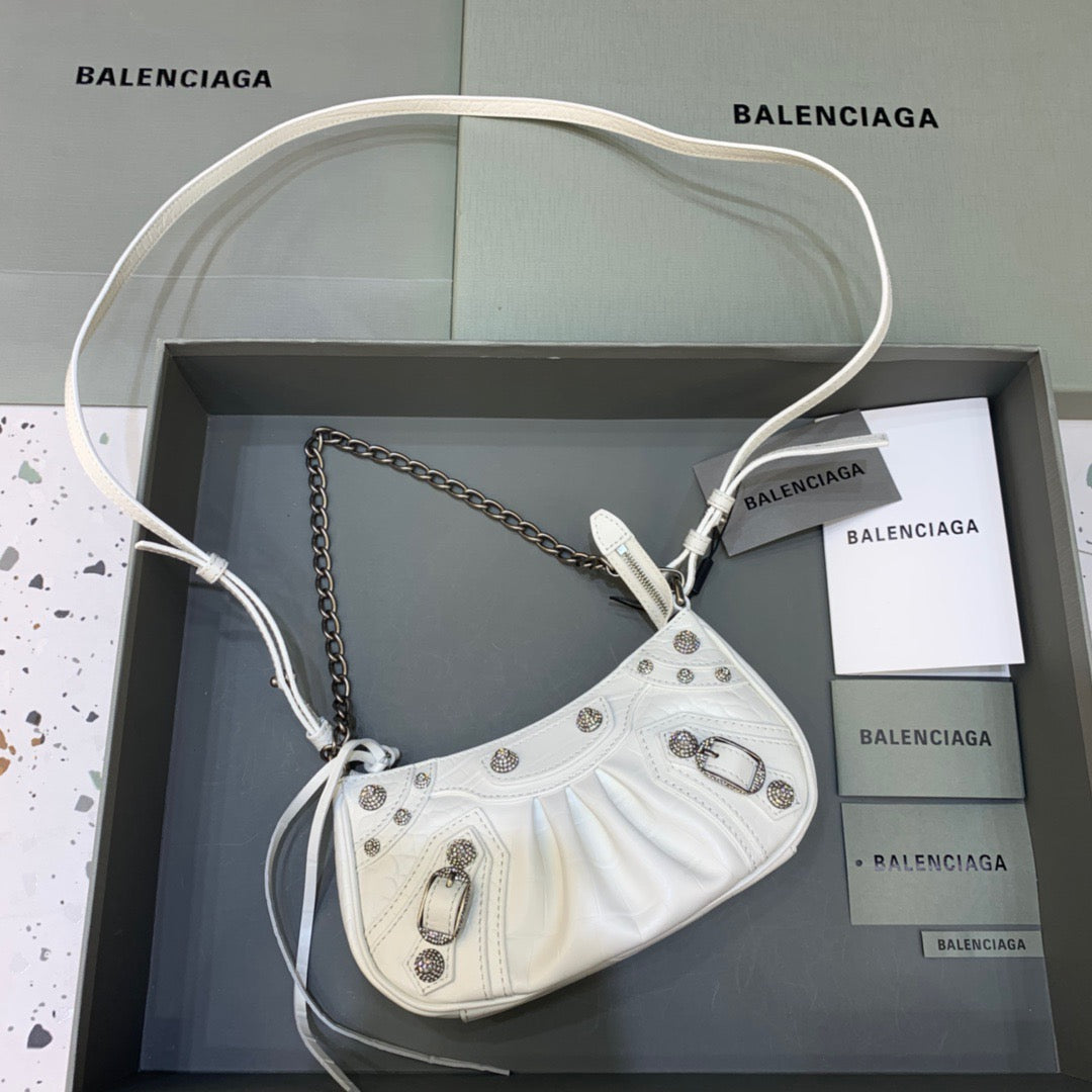 Top Quality Le Cagole Mini Bag With Chain In White, For Women,  Bags 8.2in/21cm 69581423EBY9016