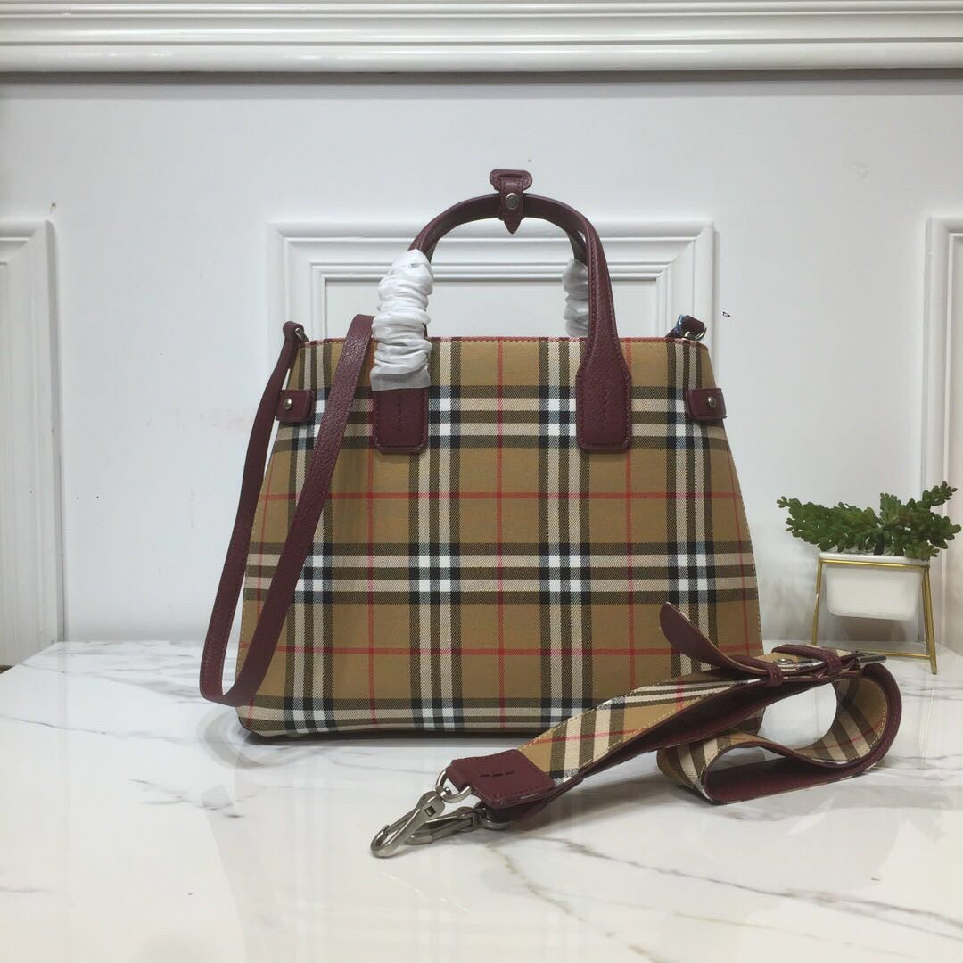Top Quality Ho Check Derby Medium Banner Purse Tote Purple For Women, Womenâs Bags 14in/35cm