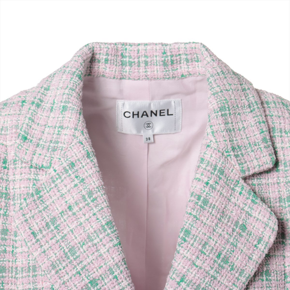 Chanel Coconut Button P70 Twid Jacket 38 Pink