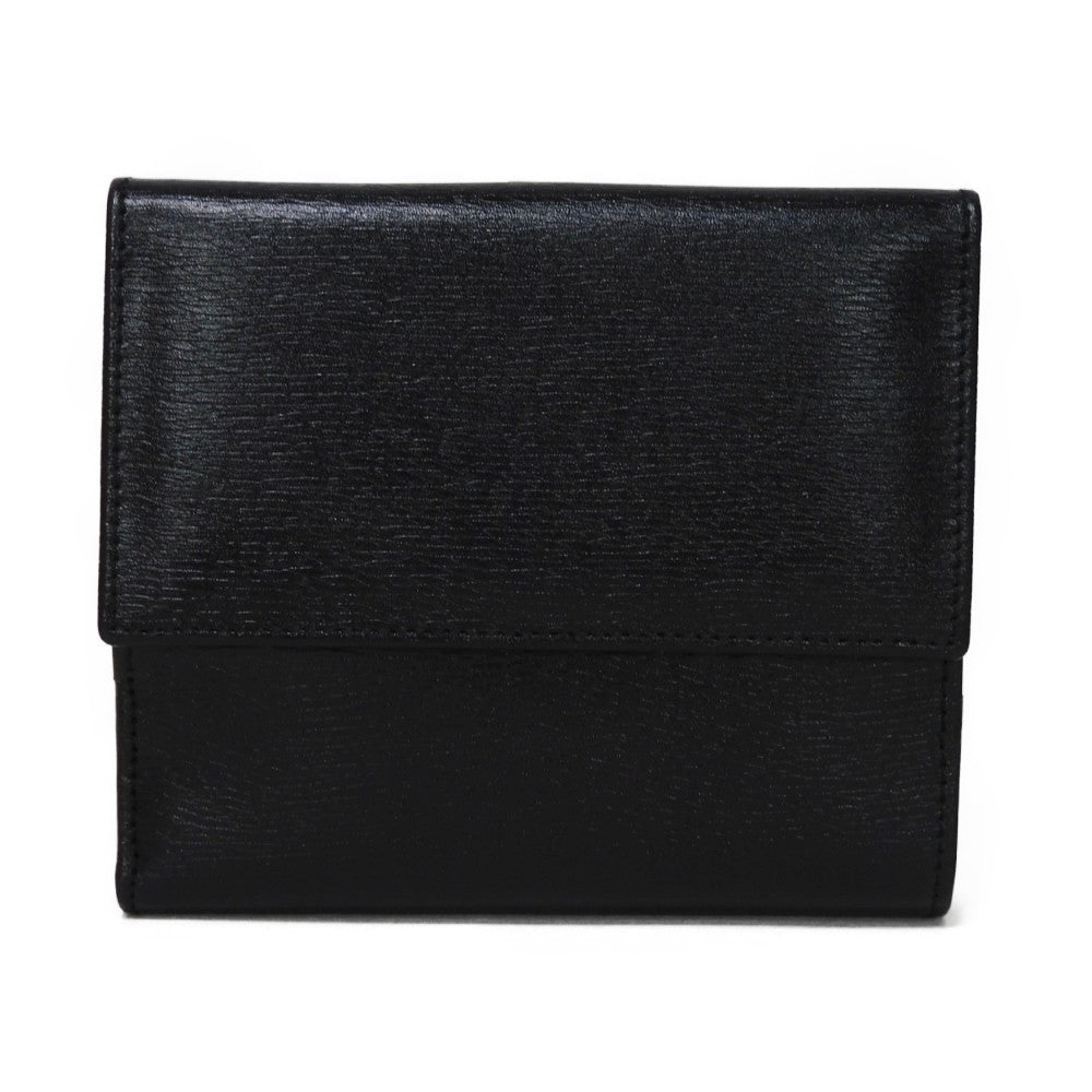 GUCCI Bifold Wallet 035 2169 Calf leather black   Gold Billfold Coin Case Old Jackie Compact Wallet unisex(Unisex)