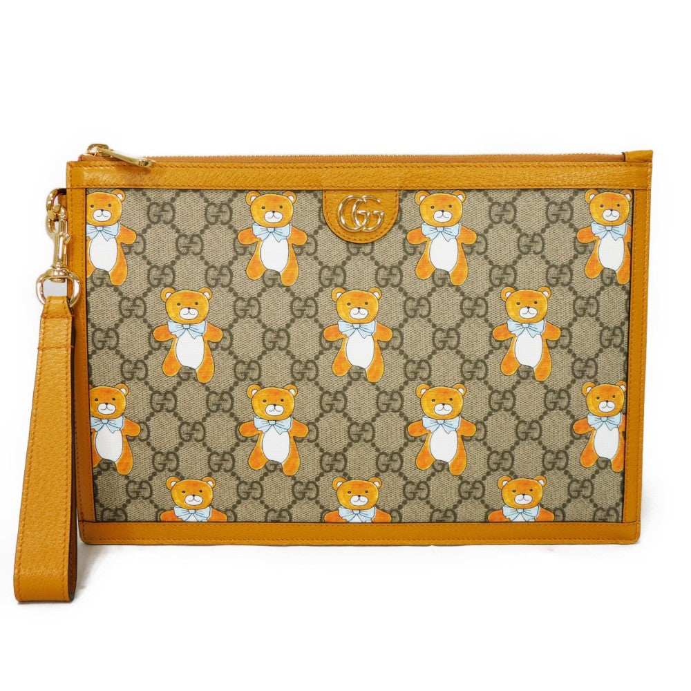 GUCCI Clutch bag 660162 2YLAG 8695 GG Supreme canvas (polyurethane finish) x calf leather beige KAI GG Marmont strap business bag, un d GG Supreme Kai Teddy Bear Pouch unisex(Unisex)