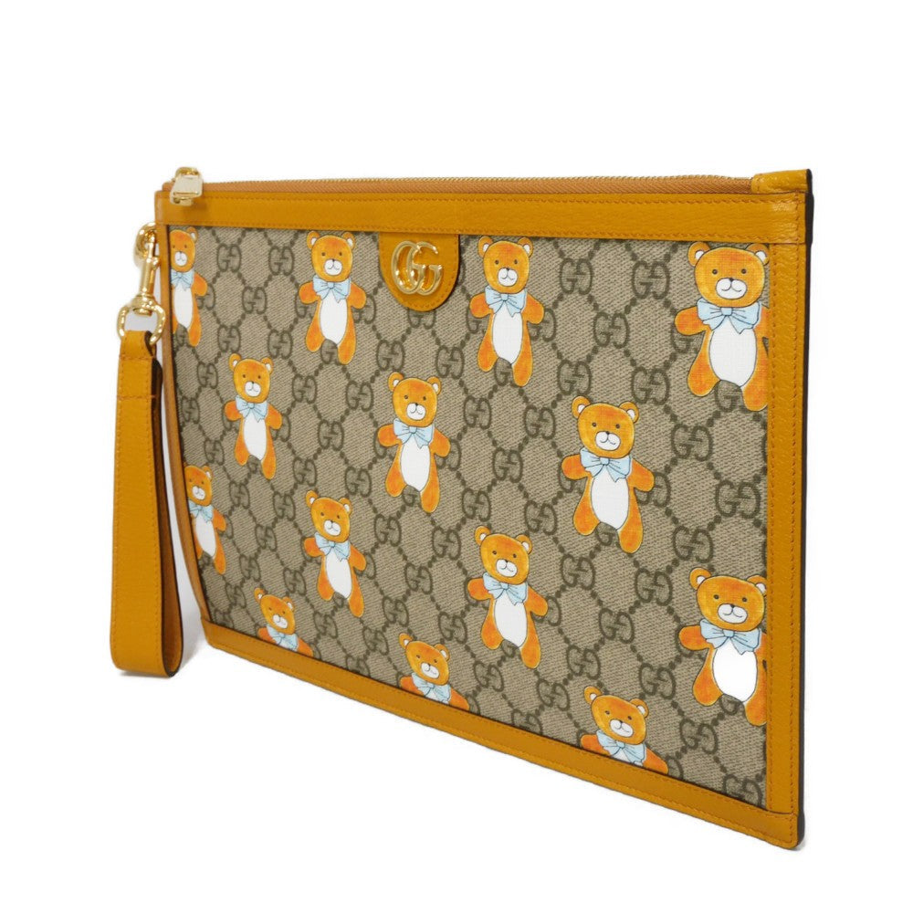 GUCCI Clutch bag 660162 2YLAG 8695 GG Supreme canvas (polyurethane finish) x calf leather beige KAI GG Marmont strap business bag, un d GG Supreme Kai Teddy Bear Pouch unisex(Unisex)