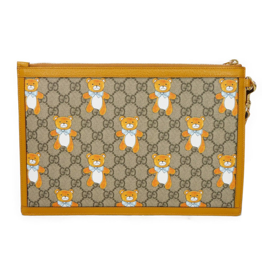 GUCCI Clutch bag 660162 2YLAG 8695 GG Supreme canvas (polyurethane finish) x calf leather beige KAI GG Marmont strap business bag, un d GG Supreme Kai Teddy Bear Pouch unisex(Unisex)
